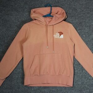 The North Face Womens XS Hoodie Pullover Floral Embroidered Peach Pink